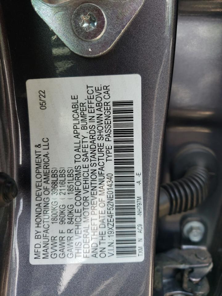 2022 Honda Insight Ex VIN: 19XZE4F52NE014340 Lot: 62159395