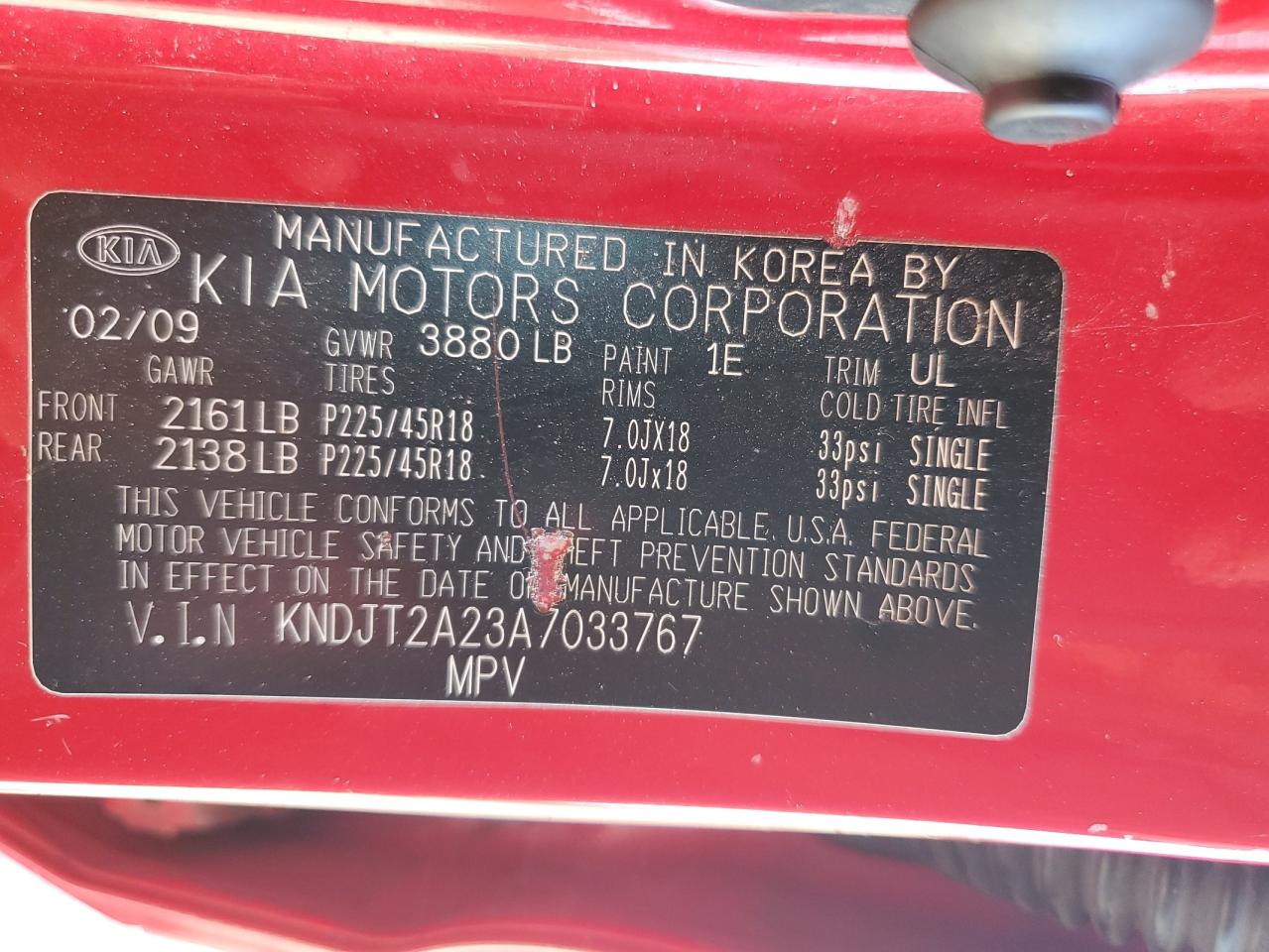 2010 Kia Soul + VIN: KNDJT2A23A7033767 Lot: 61847815