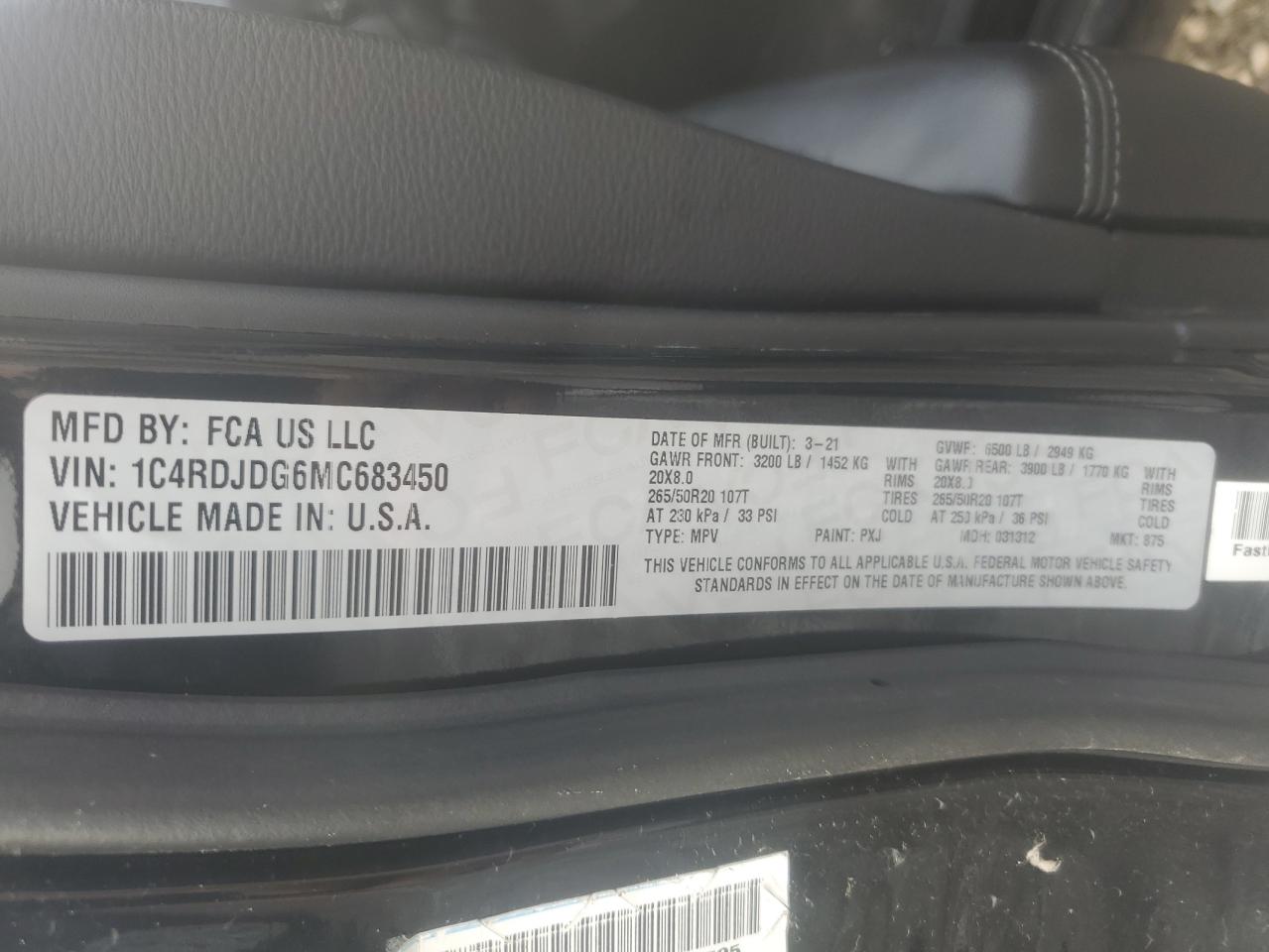 2021 Dodge Durango Gt VIN: 1C4RDJDG6MC683450 Lot: 58923535