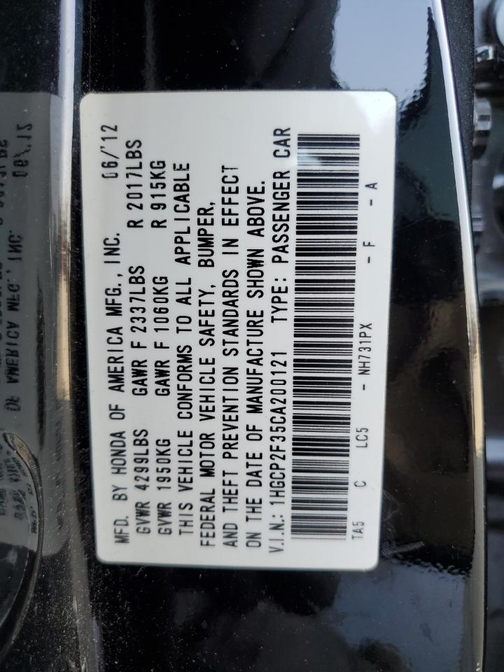 2012 Honda Accord Lx VIN: 1HGCP2F35CA200121 Lot: 62151975