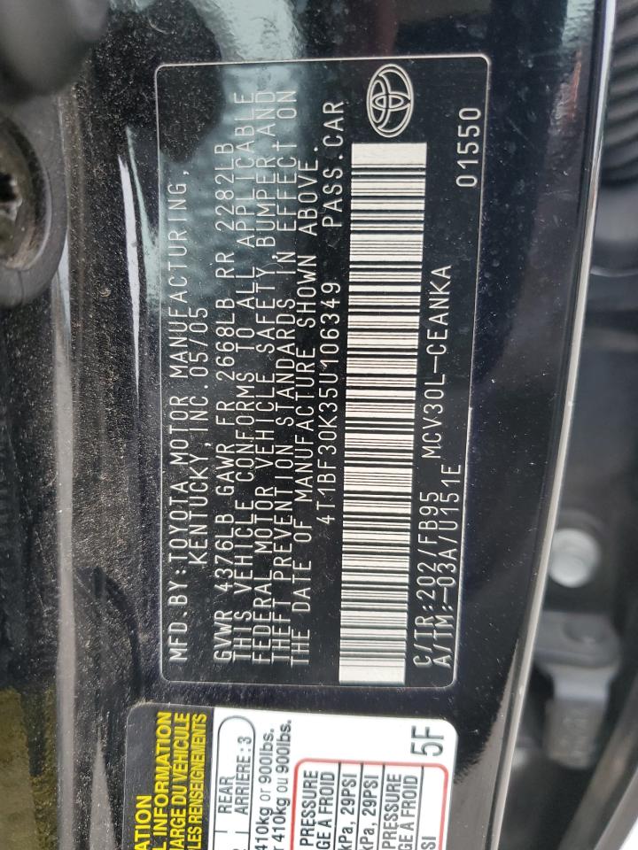 2005 Toyota Camry Le VIN: 4T1BF30K35U106349 Lot: 62018765