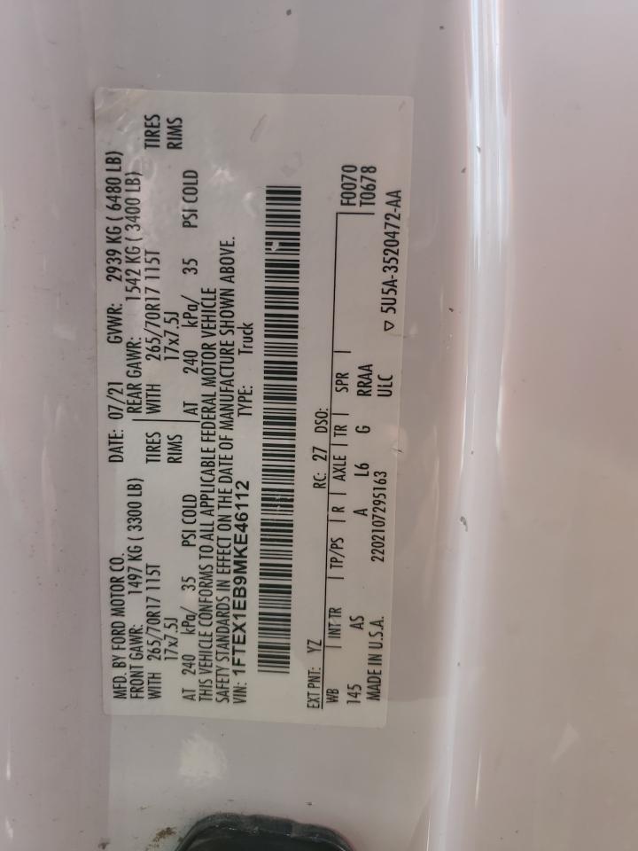 FORD F-150 2021 VIN 1FTEX1EB9MKE46112 photo 12