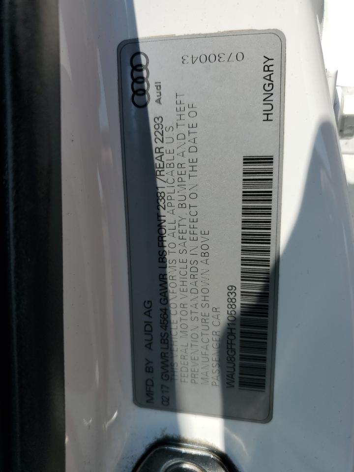 2017 Audi A3 Premium Plus VIN: WAUJ8GFF0H1058839 Lot: 59710745