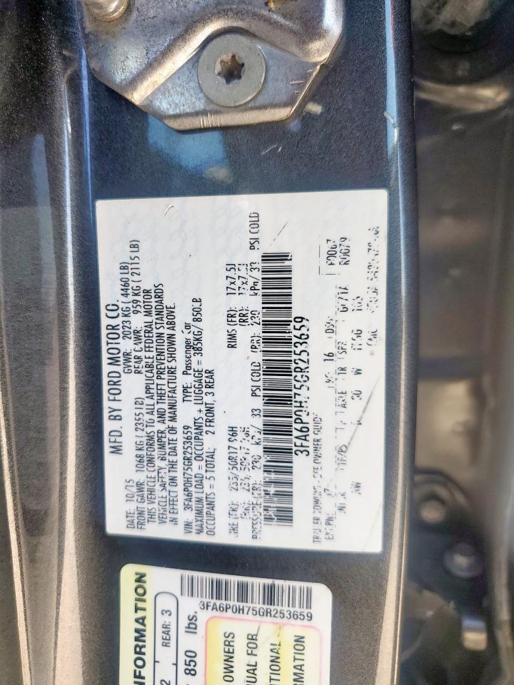2016 Ford Fusion Se VIN: 3FA6P0H75GR253659 Lot: 62855915