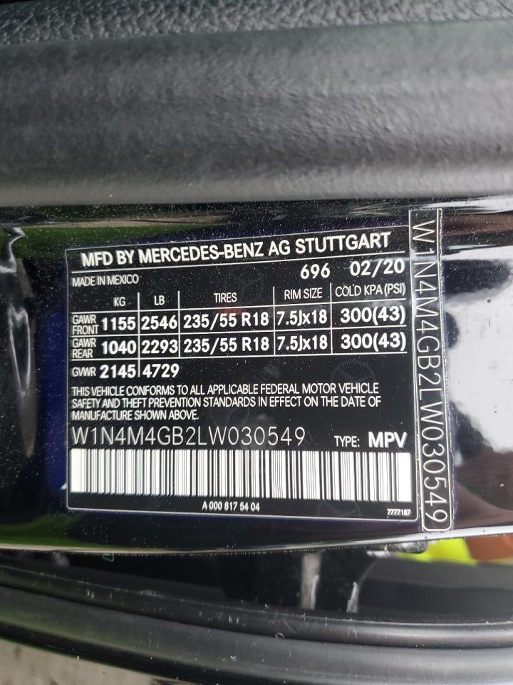 2020 Mercedes-Benz Glb 250 VIN: W1N4M4GB2LW030549 Lot: 60638075