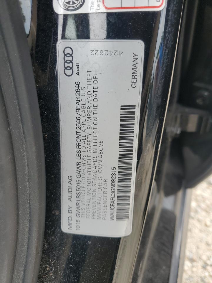 2016 Audi A6 Premium VIN: WAUCFAFC3GN092315 Lot: 60620335