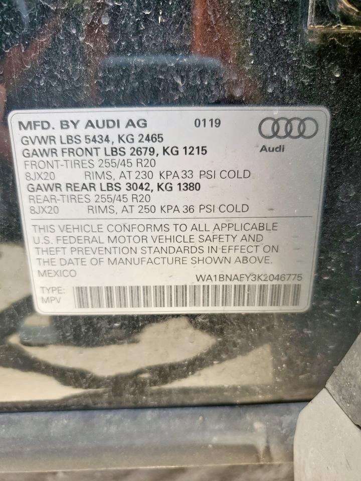 2019 Audi Q5 Premium Plus VIN: WA1BNAFY3K2046775 Lot: 62021985