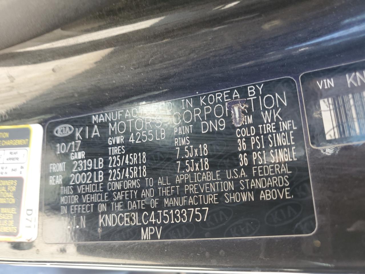 2018 Kia Niro Touring VIN: KNDCE3LC4J5133757 Lot: 61100445