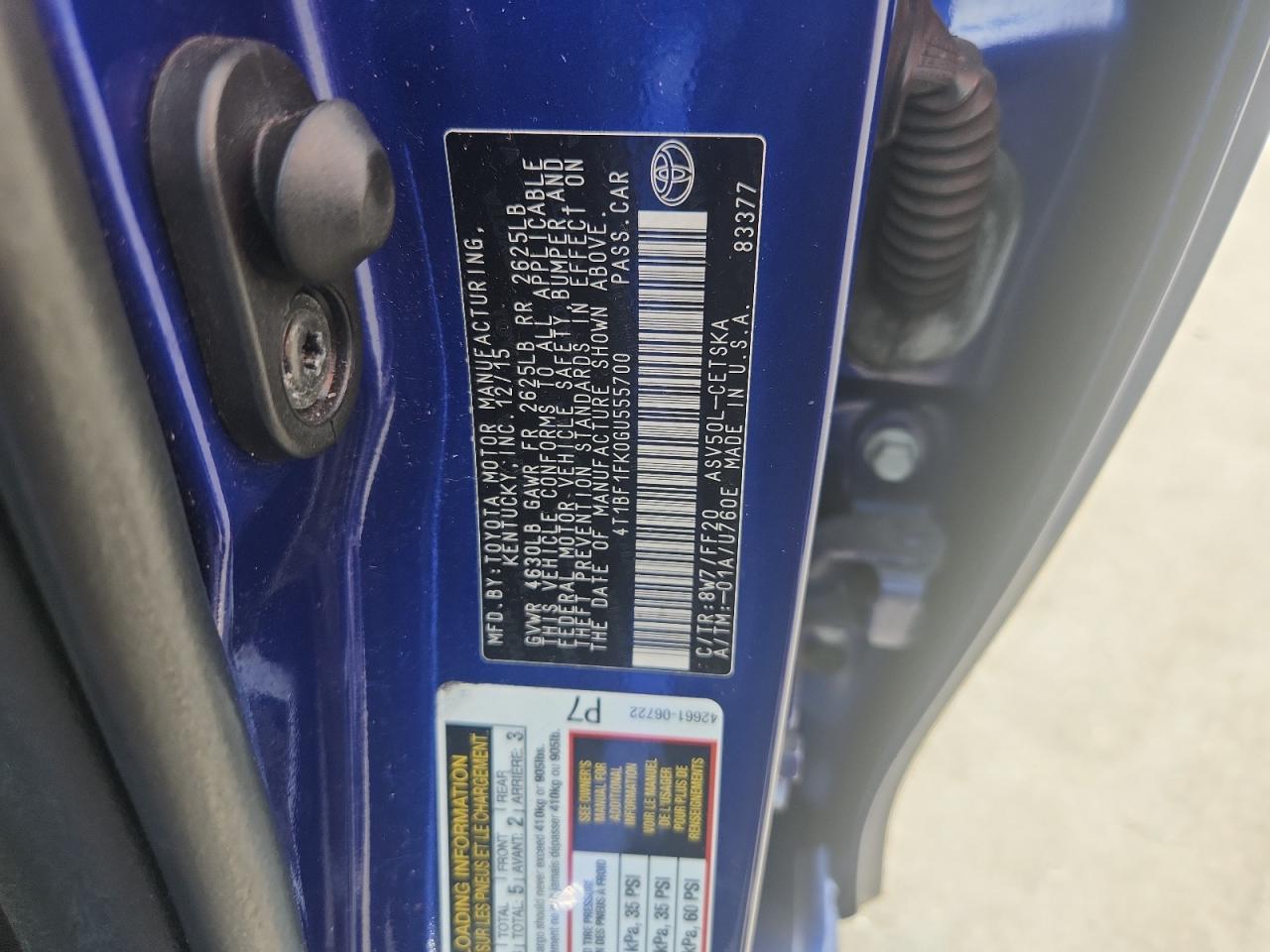 4T1BF1FK0GU555700 TOYOTA CAMRY 2016