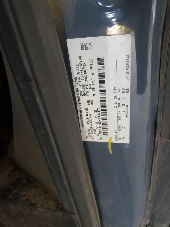 2022 Ford Transit T-350 Hd VIN: 1FDDF6P80NKA13370 Lot: 59157125
