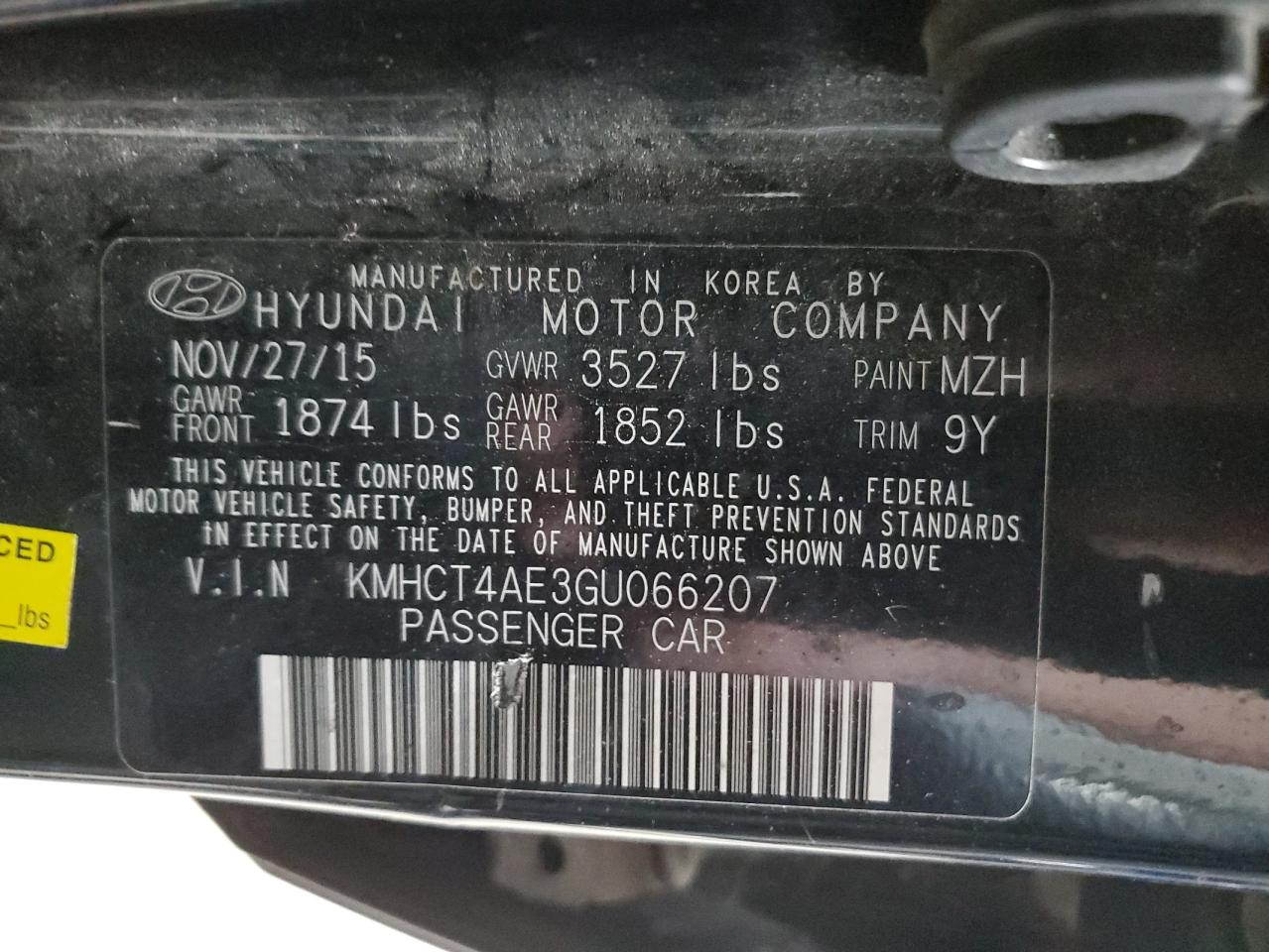 2016 Hyundai Accent Se VIN: KMHCT4AE3GU066207 Lot: 62298245