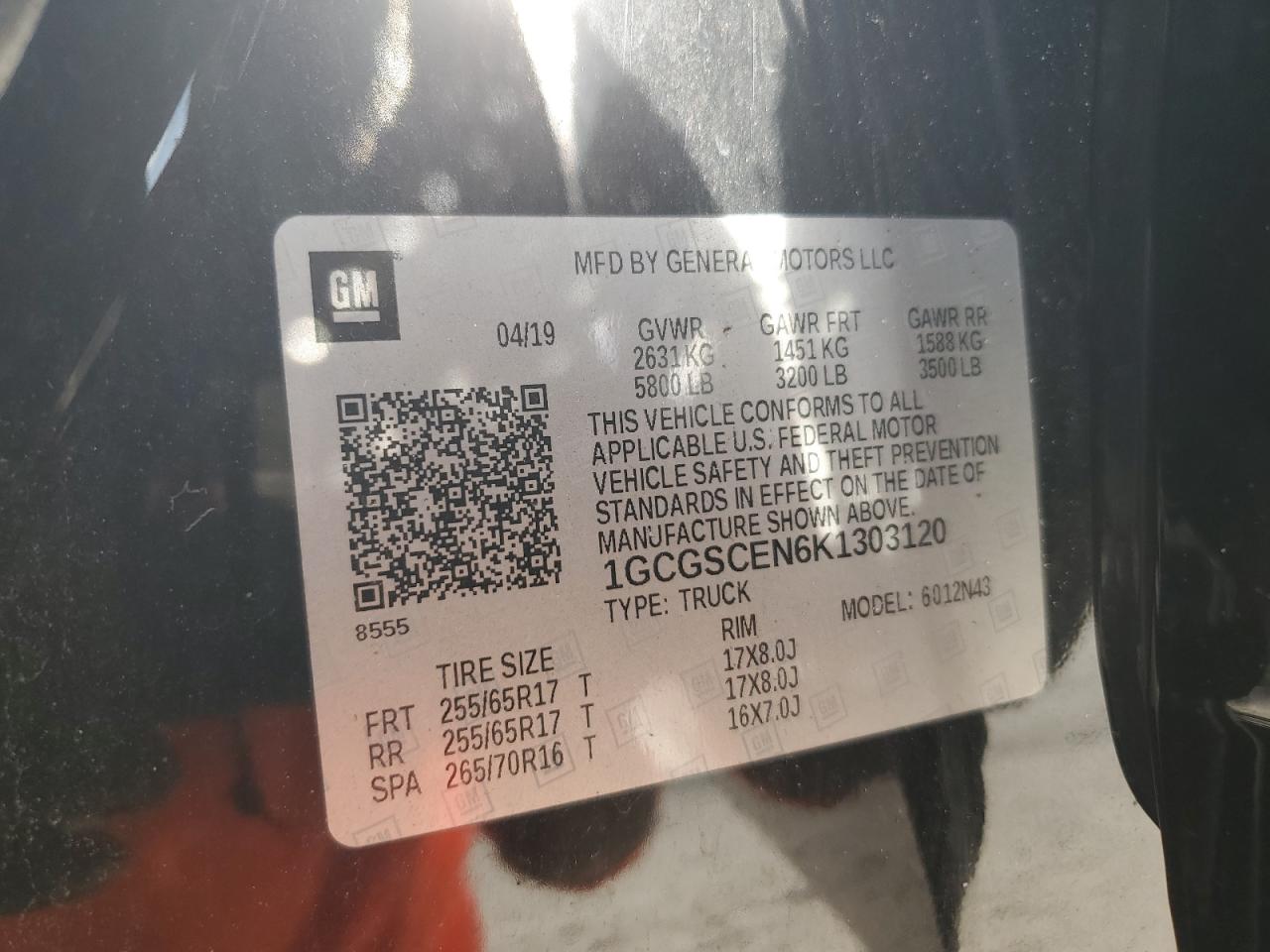 CHEVROLET COLORADO 2019 VIN 1GCGSCEN6K1303120 photo 13
