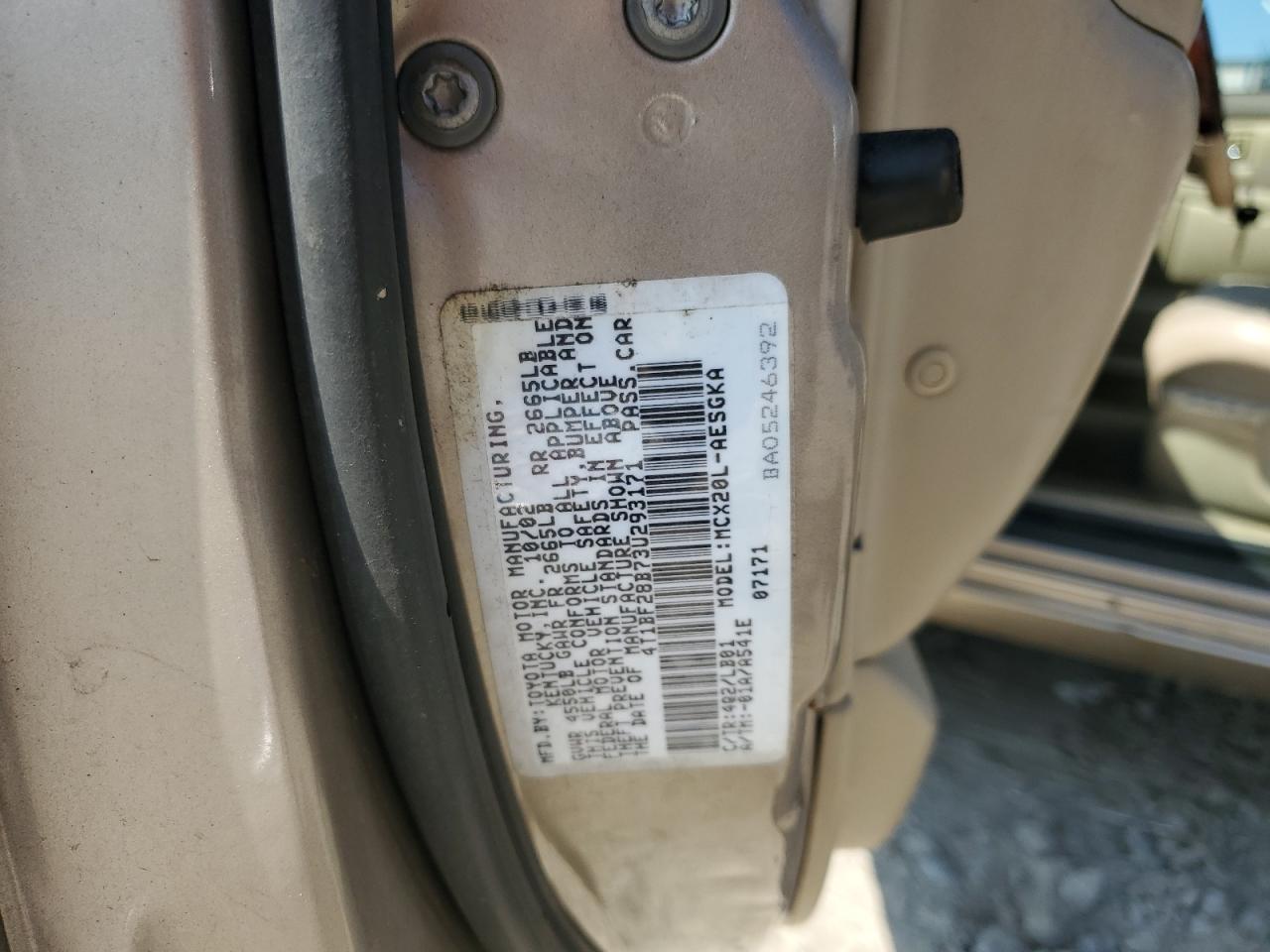 2003 Toyota Avalon Xl VIN: 4T1BF28B73U293171 Lot: 61071835