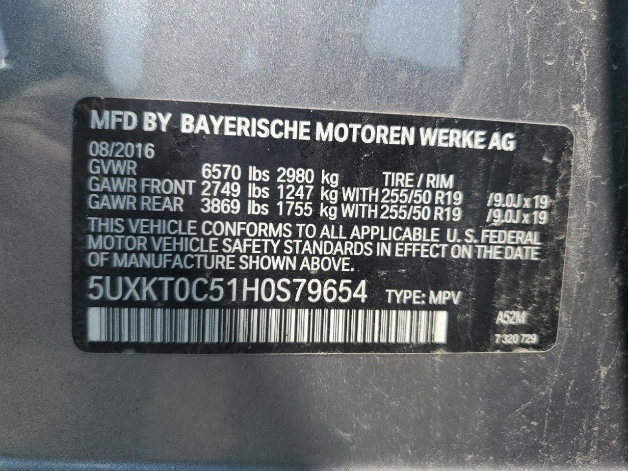 2017 BMW X5 Xdr40E VIN: 5UXKT0C51H0S79654 Lot: 60854795