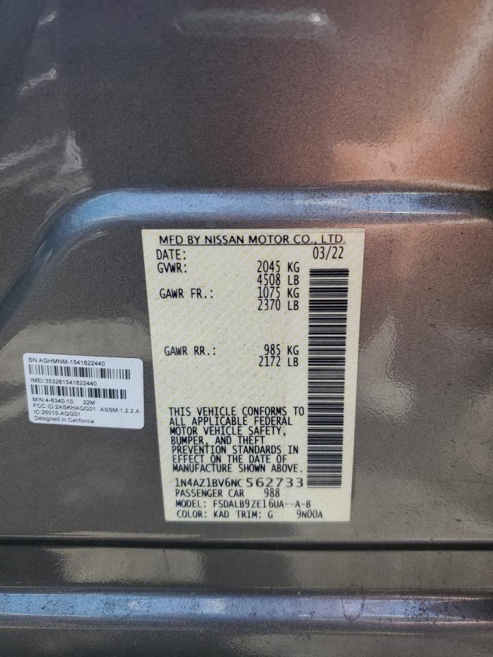 2022 Nissan Leaf S VIN: 1N4AZ1BV6NC562733 Lot: 61477105