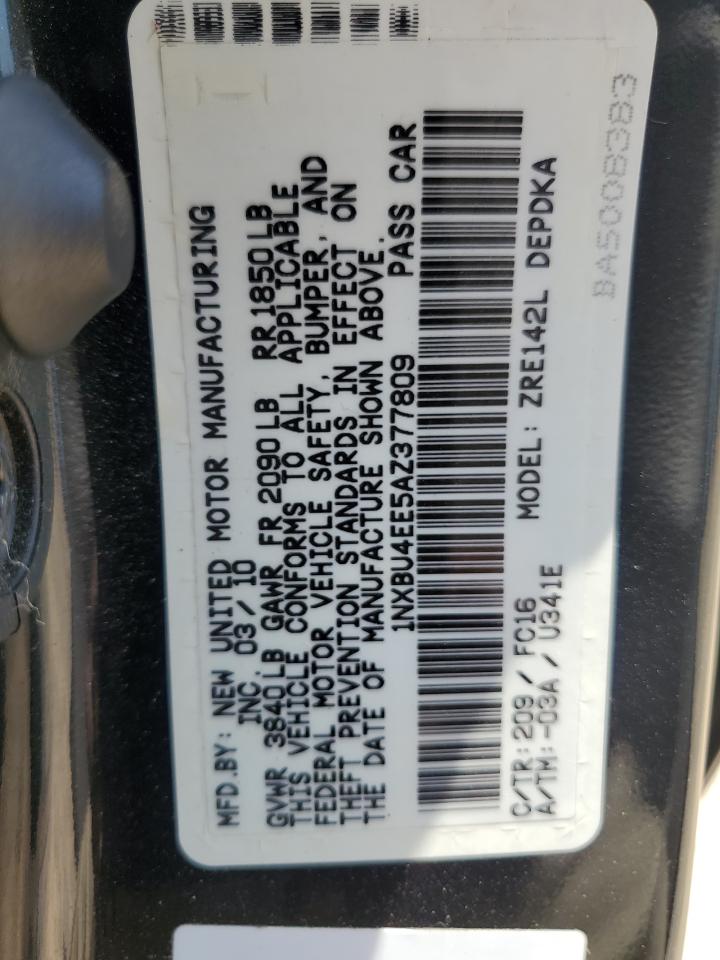 2010 Toyota Corolla Base VIN: 1NXBU4EE5AZ377809 Lot: 61842045