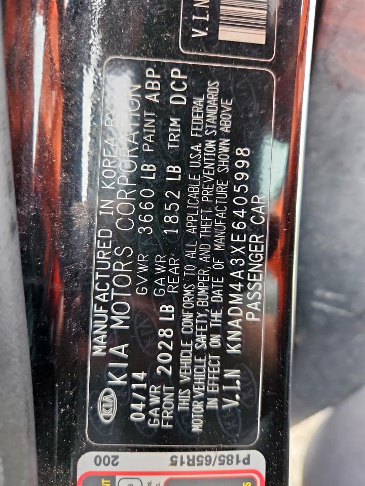 2014 Kia Rio Lx VIN: KNADM4A3XE6405998 Lot: 60565515
