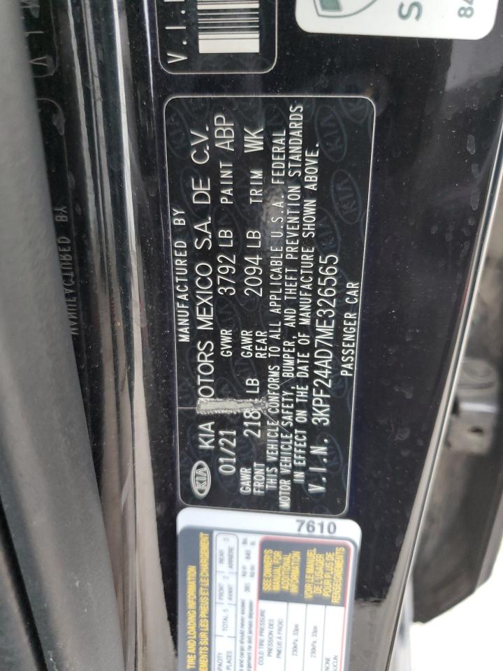 2021 Kia Forte Fe VIN: 3KPF24AD7ME326565 Lot: 62167615