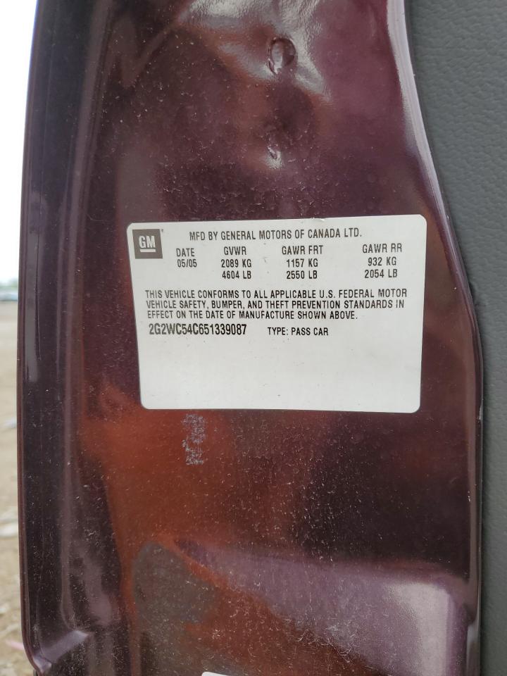 2005 Pontiac Grand Prix Gxp VIN: 2G2WC54C651339087 Lot: 62283945