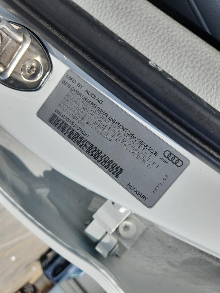 2016 Audi A3 Premium VIN: WAUA7GFF5G1038281 Lot: 62387615