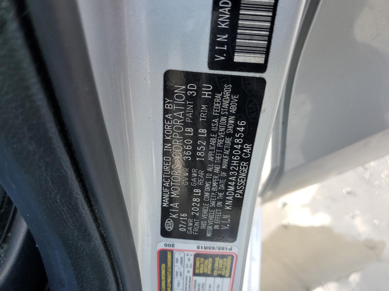 2017 Kia Rio Lx VIN: KNADM4A32H6048546 Lot: 62338465