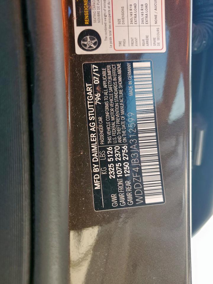 2018 Mercedes-Benz E 300 VIN: WDDZF4JB3JA312599 Lot: 60413375