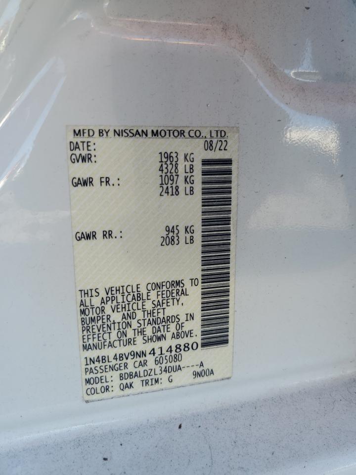NISSAN ALTIMA 2022 VIN 1N4BL4BV9NN414880 фото 12