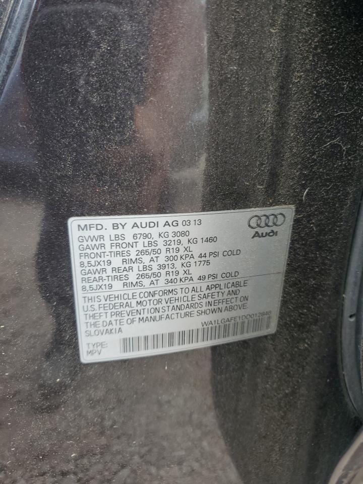 2013 Audi Q7 Premium Plus VIN: WA1LGAFE1DD012846 Lot: 63091715