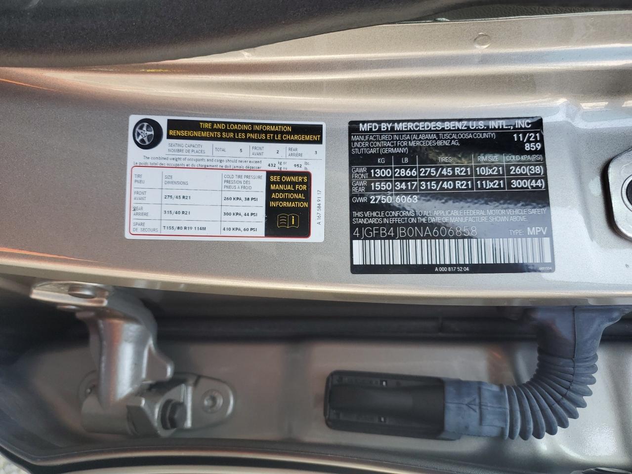 2022 Mercedes-Benz Gle 350 VIN: 4JGFB4JB0NA606858 Lot: 61560825