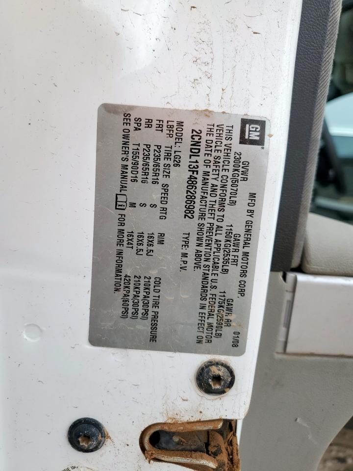 2008 Chevrolet Equinox Ls VIN: 2CNDL13F486286982 Lot: 62171195