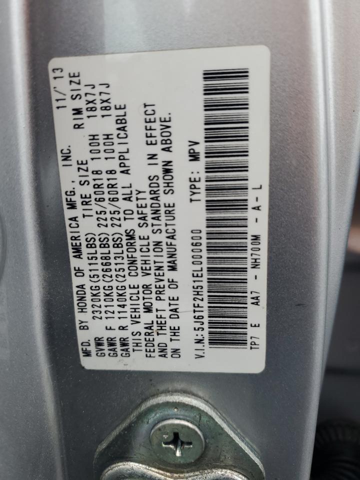 2014 Honda Crosstour Exl VIN: 5J6TF2H51EL000600 Lot: 61411375