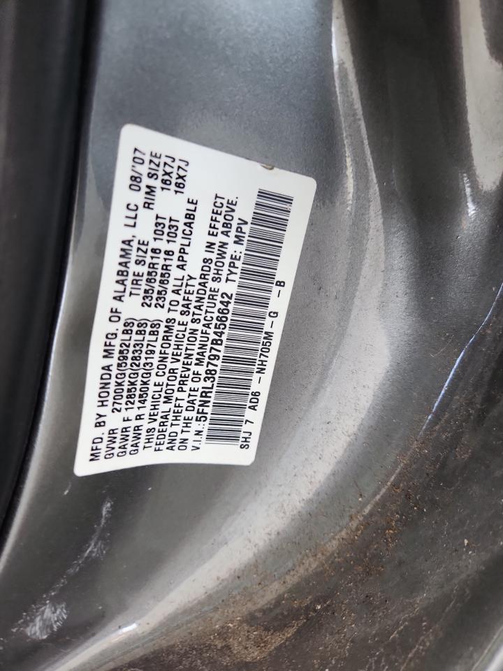 2007 Honda Odyssey Exl VIN: 5FNRL38797B456642 Lot: 62516015