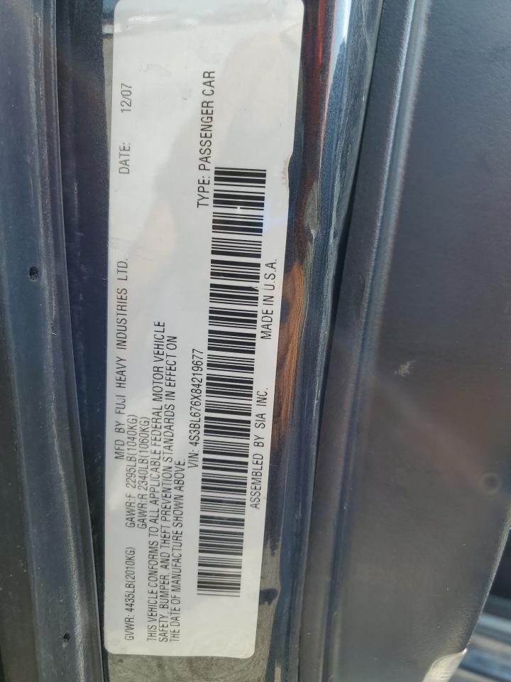 2008 Subaru Legacy Gt Limited VIN: 4S3BL676X84219677 Lot: 59509845