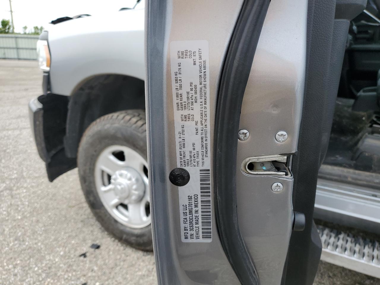 2021 Ram 3500 Tradesman VIN: 3C63R3CL8MG701162 Lot: 60986565