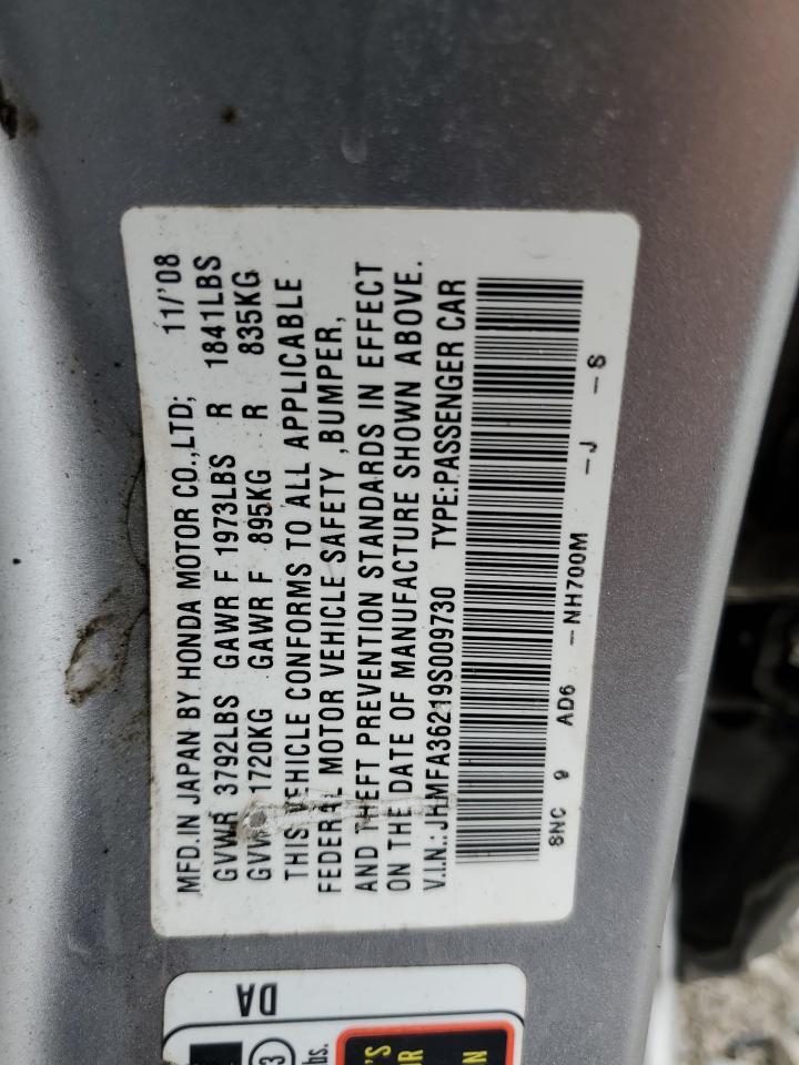 2009 Honda Civic Hybrid VIN: JHMFA36219S009730 Lot: 61024875