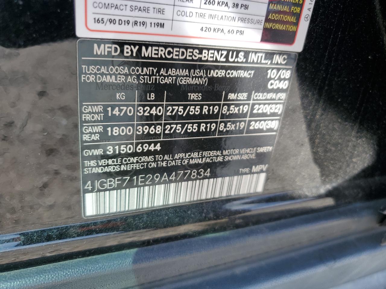 2009 Mercedes-Benz Gl 450 4Matic VIN: 4JGBF71E29A477834 Lot: 61623555