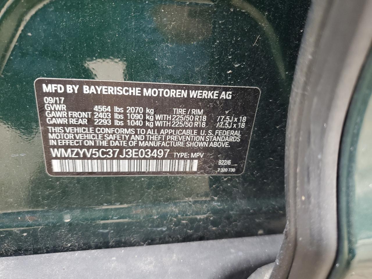 2018 Mini Cooper Countryman All4 VIN: WMZYV5C37J3E03497 Lot: 62165355