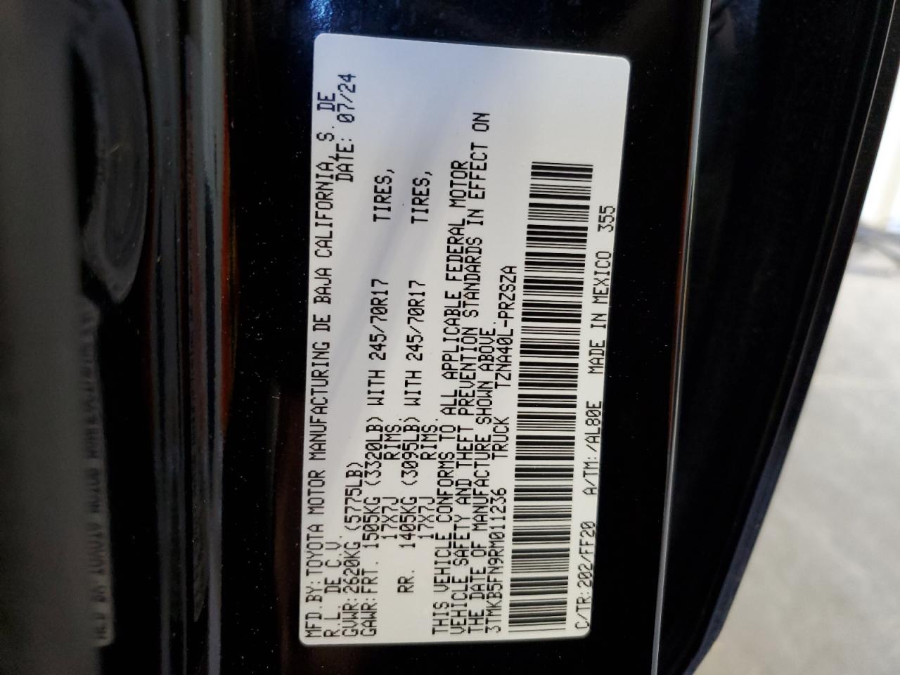 3TMKB5FN9RM011236 TOYOTA TACOMA 2024