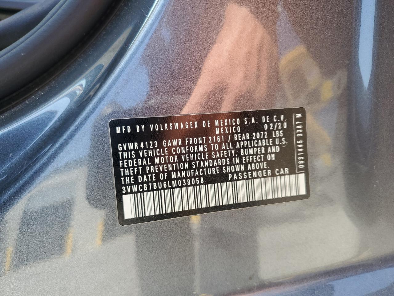 2020 Volkswagen Jetta S VIN: 3VWCB7BU6LM039058 Lot: 62068135