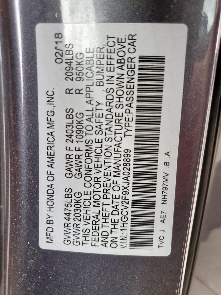 HONDA ACCORD 2018 VIN 1HGCV2F9XJA028899 photo 13