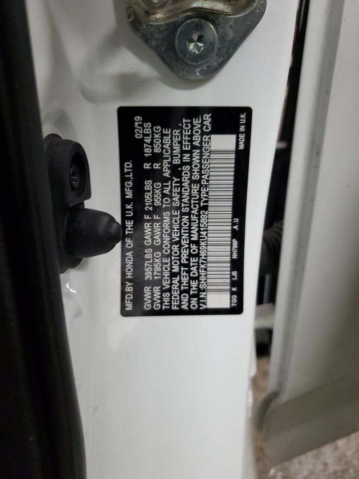 2019 Honda Civic Ex VIN: SHHFK7H69KU415892 Lot: 61540785