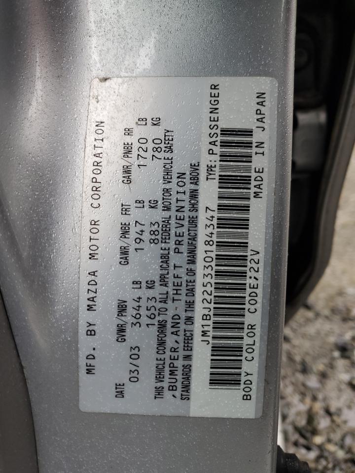 2003 Mazda Protege Dx VIN: JM1BJ225330184347 Lot: 62788175