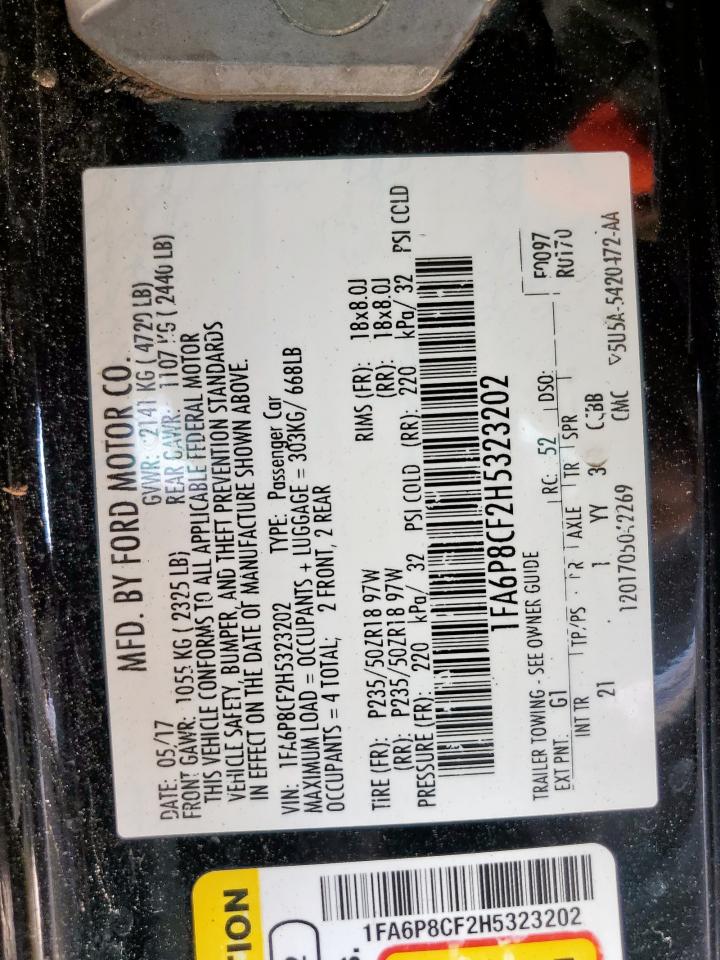 1FA6P8CF2H5323202 FORD MUSTANG 2017