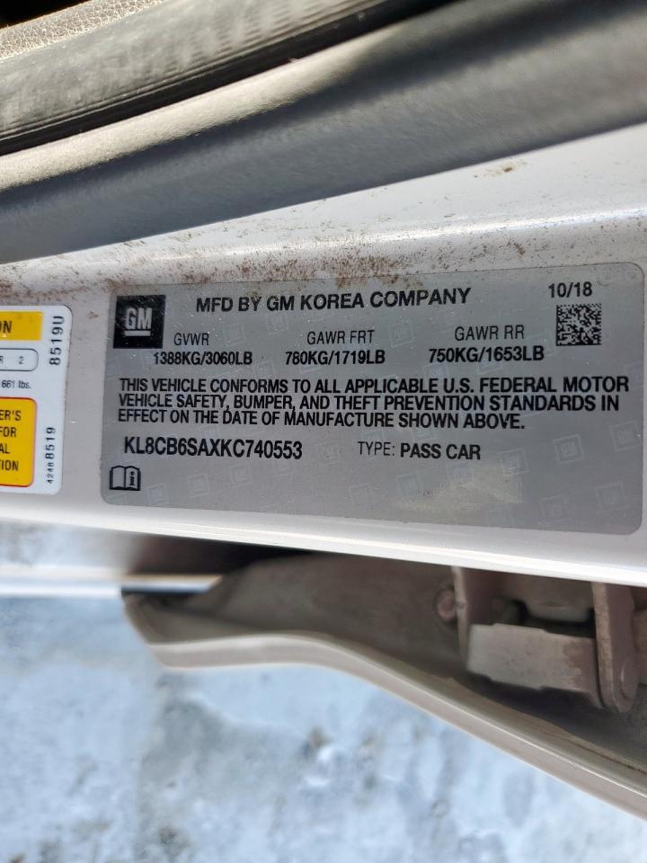 2019 Chevrolet Spark Ls VIN: KL8CB6SAXKC740553 Lot: 61010395