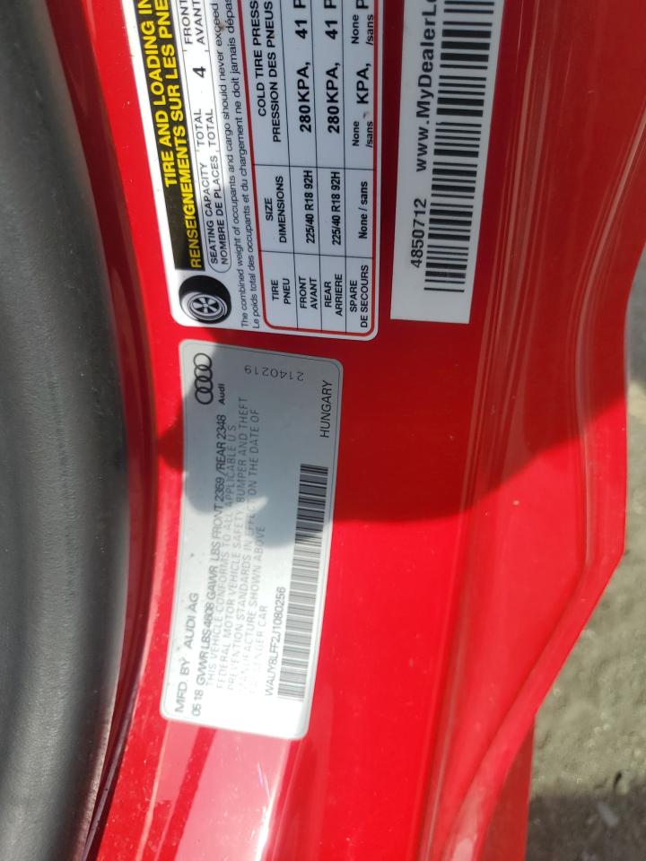 2018 Audi A3 Premium Plus VIN: WAUY8LFF2J1080256 Lot: 62131625