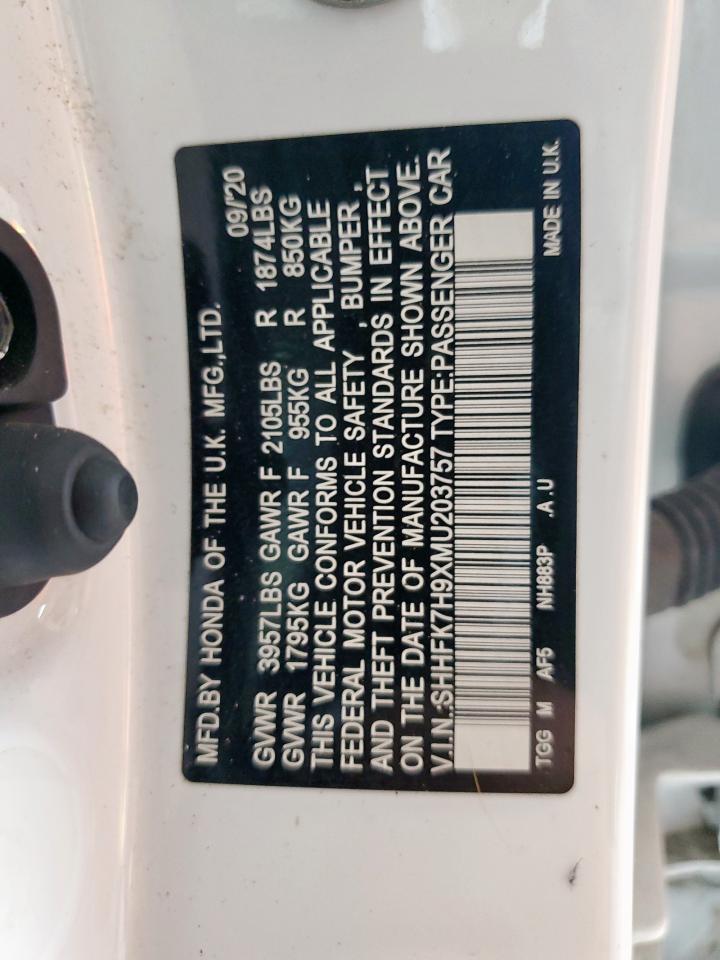 HONDA CIVIC 2021 VIN SHHFK7H9XMU203757 фото 13
