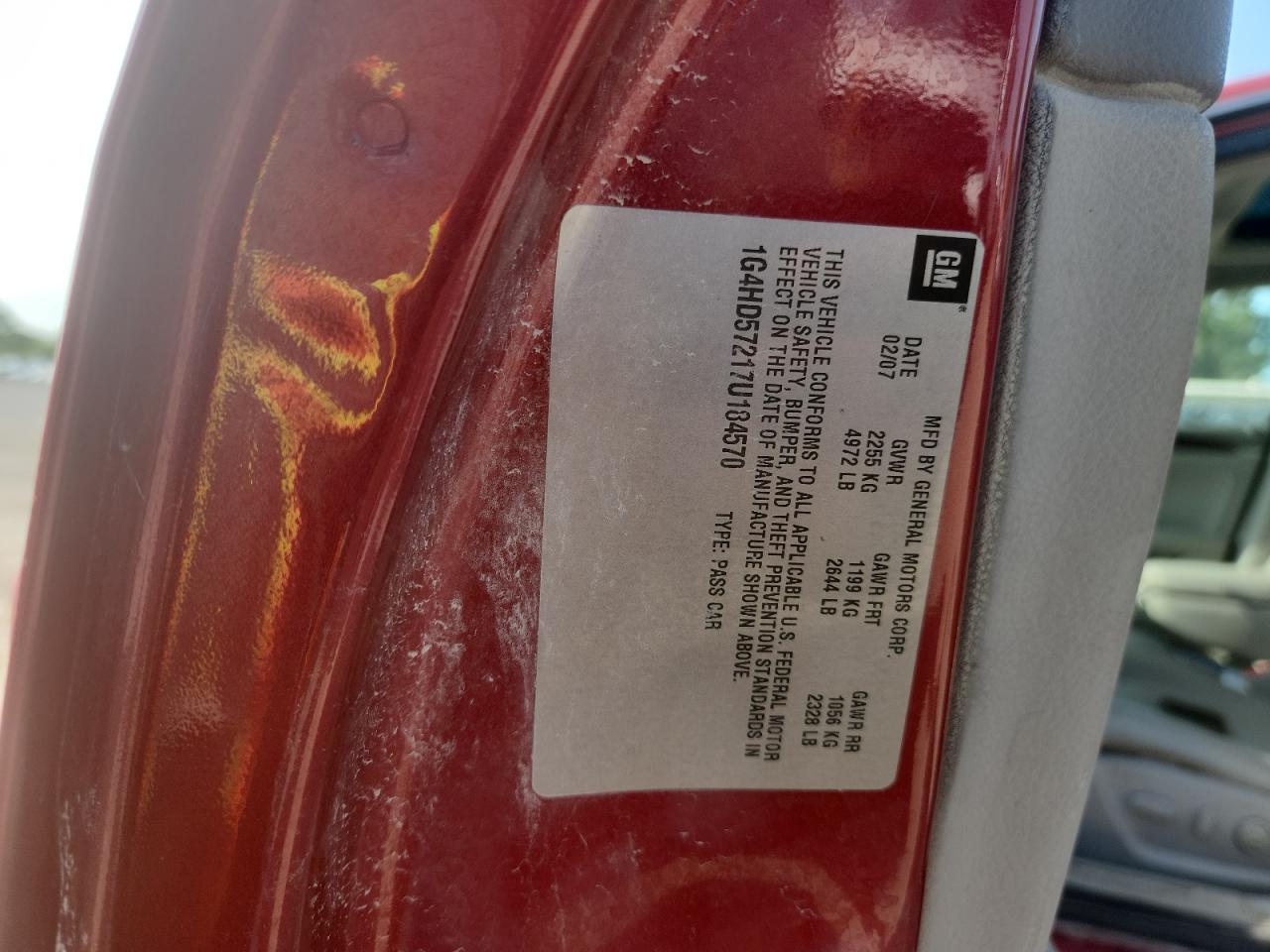 2007 Buick Lucerne Cxl VIN: 1G4HD57217U184570 Lot: 61002225
