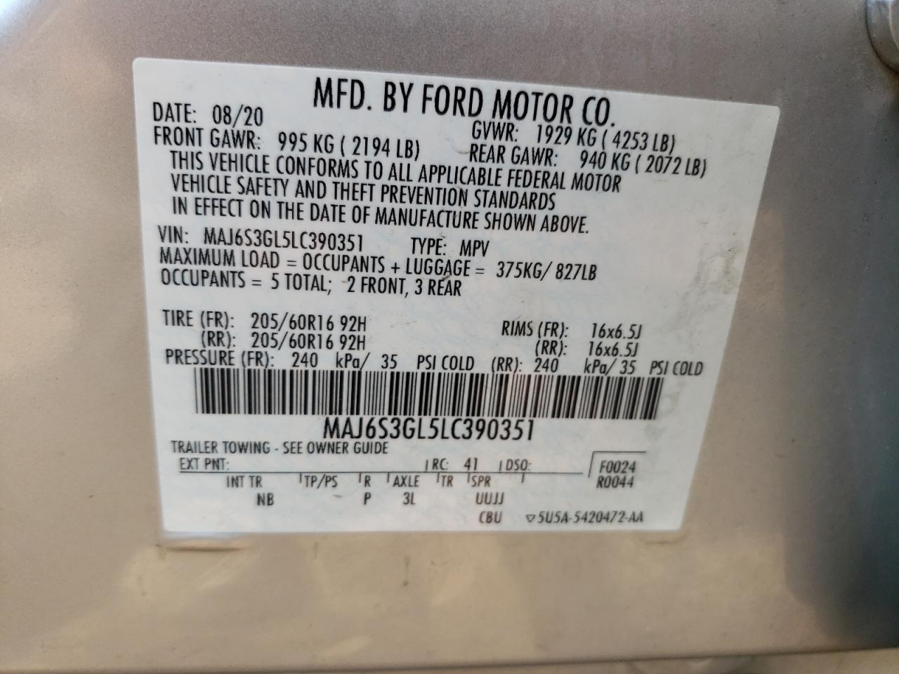MAJ6S3GL5LC390351 FORD ECOSPORT 2020