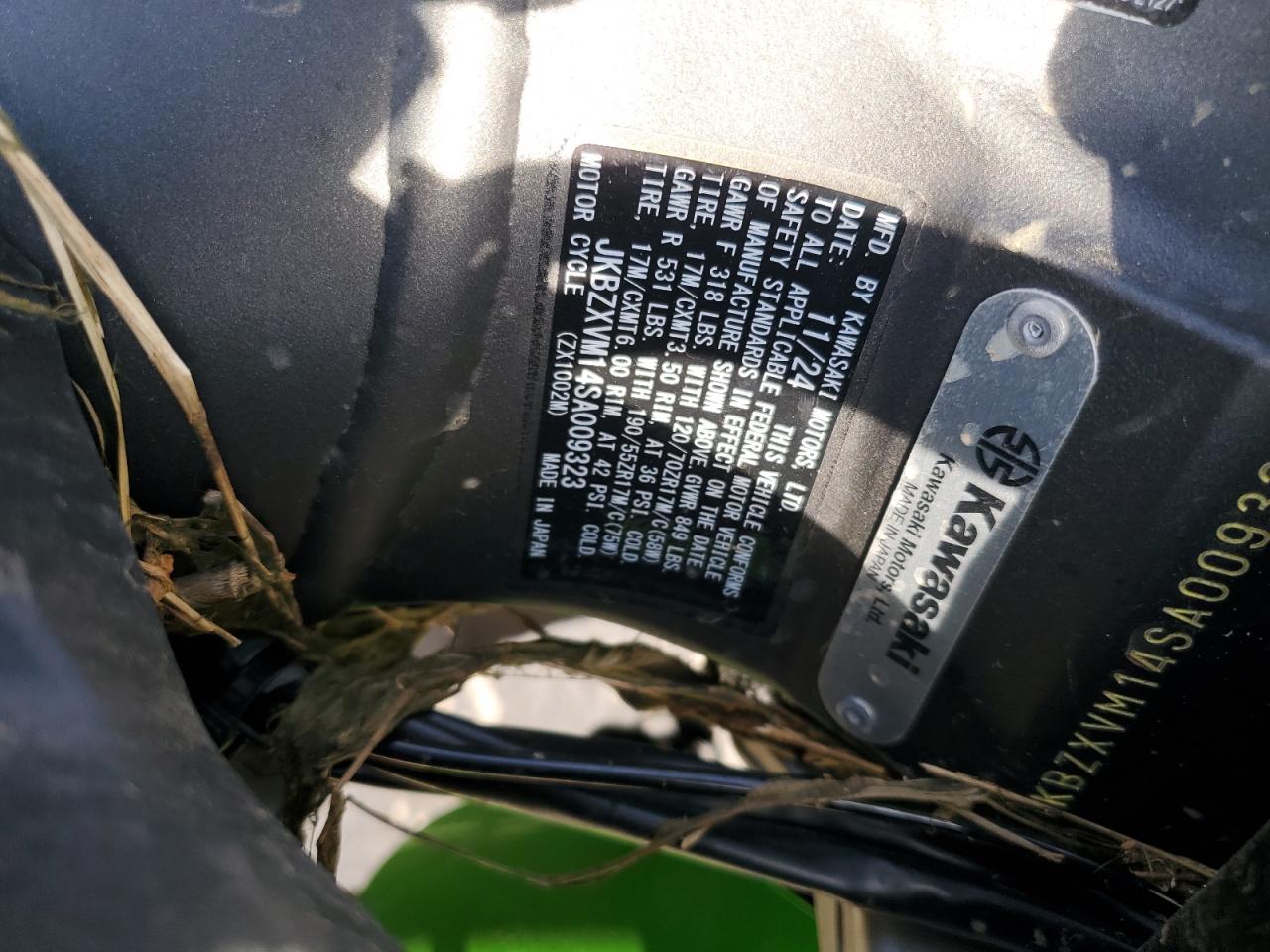 jkbzxvm14sa009323 JKBZXVM14SA009323 2025 Kawasaki Zx1002 M