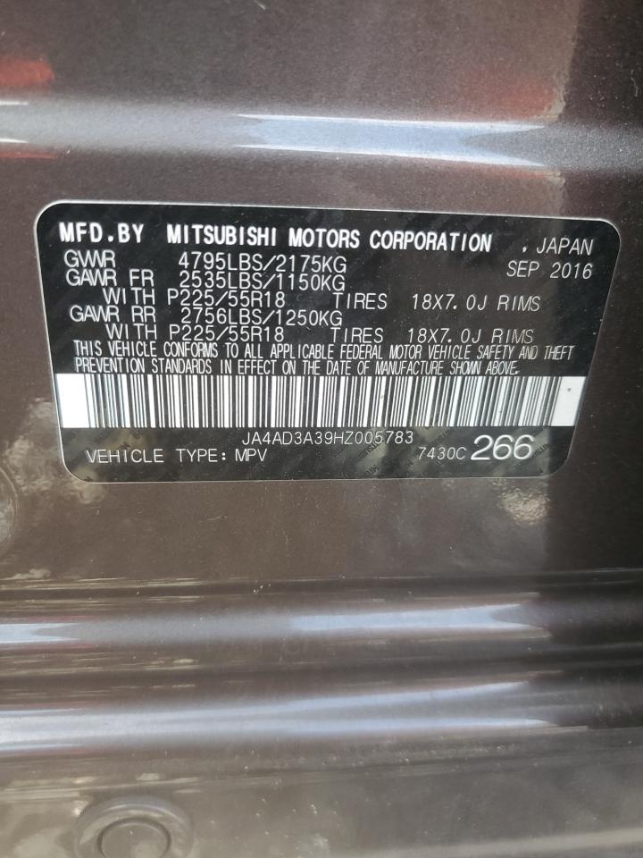 2017 Mitsubishi Outlander Se VIN: JA4AD3A39HZ005783 Lot: 62524685